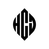 design de logotipo de carta de círculo hcj com forma de círculo e elipse. letras de elipse hcj com estilo tipográfico. as três iniciais formam um logotipo circular. hcj círculo emblema abstrato monograma carta marca vetor. vetor