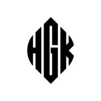 design de logotipo de carta de círculo hgk com forma de círculo e elipse. letras de elipse hgk com estilo tipográfico. as três iniciais formam um logotipo circular. hgk círculo emblema abstrato monograma carta marca vetor. vetor