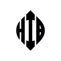 design de logotipo de letra de círculo hib com forma de círculo e elipse. letras de elipse hib com estilo tipográfico. as três iniciais formam um logotipo circular. hib círculo emblema abstrato monograma carta marca vetor. vetor