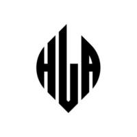 design de logotipo de carta de círculo hla com forma de círculo e elipse. letras de elipse hla com estilo tipográfico. as três iniciais formam um logotipo circular. hla círculo emblema abstrato monograma carta marca vetor. vetor