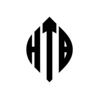 design de logotipo de letra de círculo htb com forma de círculo e elipse. letras de elipse htb com estilo tipográfico. as três iniciais formam um logotipo circular. htb círculo emblema abstrato monograma carta marca vetor. vetor