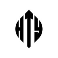 design de logotipo de carta de círculo hty com forma de círculo e elipse. letras de elipse hty com estilo tipográfico. as três iniciais formam um logotipo circular. hty círculo emblema abstrato monograma carta marca vetor. vetor