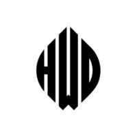 hwo design de logotipo de letra de círculo com forma de círculo e elipse. hwo letras de elipse com estilo tipográfico. as três iniciais formam um logotipo circular. hwo círculo emblema abstrato monograma carta marca vetor. vetor