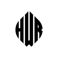 design de logotipo de letra de círculo hwr com forma de círculo e elipse. letras de elipse hwr com estilo tipográfico. as três iniciais formam um logotipo circular. hwr círculo emblema abstrato monograma carta marca vetor. vetor