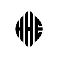 design de logotipo de carta de círculo hxe com forma de círculo e elipse. letras de elipse hxe com estilo tipográfico. as três iniciais formam um logotipo circular. hxe círculo emblema abstrato monograma carta marca vetor. vetor