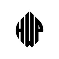 design de logotipo de carta de círculo hwp com forma de círculo e elipse. letras de elipse hwp com estilo tipográfico. as três iniciais formam um logotipo circular. hwp círculo emblema abstrato monograma carta marca vetor. vetor