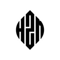 design de logotipo de letra de círculo hzm com forma de círculo e elipse. letras de elipse hzm com estilo tipográfico. as três iniciais formam um logotipo circular. hzm círculo emblema abstrato monograma carta marca vetor. vetor