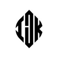 design de logotipo de letra de círculo ijk com forma de círculo e elipse. letras de elipse ijk com estilo tipográfico. as três iniciais formam um logotipo circular. ijk círculo emblema abstrato monograma carta marca vetor. vetor