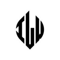 design de logotipo de letra de círculo ilw com forma de círculo e elipse. letras de elipse ilw com estilo tipográfico. as três iniciais formam um logotipo circular. ilw círculo emblema abstrato monograma carta marca vetor. vetor