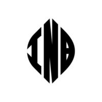 design de logotipo de letra de círculo inb com forma de círculo e elipse. letras de elipse inb com estilo tipográfico. as três iniciais formam um logotipo circular. inb círculo emblema abstrato monograma carta marca vetor. vetor