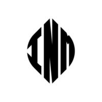 design de logotipo de carta de círculo inm com forma de círculo e elipse. letras de elipse inm com estilo tipográfico. as três iniciais formam um logotipo circular. inm círculo emblema abstrato monograma carta marca vetor. vetor