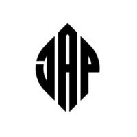 Jap circle letter logo design com forma de círculo e elipse. letras de elipse japonesas com estilo tipográfico. as três iniciais formam um logotipo circular. Jap círculo emblema abstrato monograma carta marca vetor. vetor