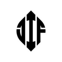 design de logotipo de carta de círculo jif com forma de círculo e elipse. letras de elipse jif com estilo tipográfico. as três iniciais formam um logotipo circular. jif círculo emblema abstrato monograma carta marca vetor. vetor