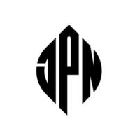 design de logotipo de carta de círculo jpn com forma de círculo e elipse. letras de elipse jpn com estilo tipográfico. as três iniciais formam um logotipo circular. jpn círculo emblema abstrato monograma carta marca vetor. vetor
