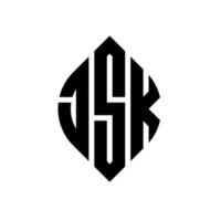 design de logotipo de letra de círculo jsk com forma de círculo e elipse. letras de elipse jsk com estilo tipográfico. as três iniciais formam um logotipo circular. jsk círculo emblema abstrato monograma carta marca vetor. vetor