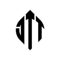 design de logotipo de carta de círculo jtt com forma de círculo e elipse. letras de elipse jtt com estilo tipográfico. as três iniciais formam um logotipo circular. jtt círculo emblema abstrato monograma carta marca vetor. vetor