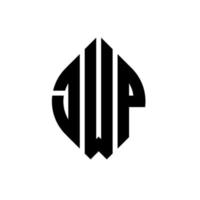 design de logotipo de carta de círculo jwp com forma de círculo e elipse. letras de elipse jwp com estilo tipográfico. as três iniciais formam um logotipo circular. jwp círculo emblema abstrato monograma carta marca vetor. vetor