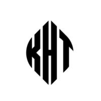design de logotipo de letra de círculo kht com forma de círculo e elipse. letras de elipse kht com estilo tipográfico. as três iniciais formam um logotipo circular. kht círculo emblema abstrato monograma carta marca vetor. vetor
