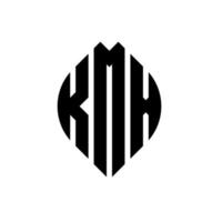 design de logotipo de letra de círculo kmx com forma de círculo e elipse. letras de elipse kmx com estilo tipográfico. as três iniciais formam um logotipo circular. kmx círculo emblema abstrato monograma letra marca vetor. vetor