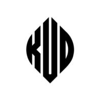 design de logotipo de letra de círculo kud com forma de círculo e elipse. letras de elipse kud com estilo tipográfico. as três iniciais formam um logotipo circular. kud círculo emblema abstrato monograma carta marca vetor. vetor