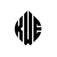 design de logotipo de letra de círculo kwe com forma de círculo e elipse. letras de elipse kwe com estilo tipográfico. as três iniciais formam um logotipo circular. kwe círculo emblema abstrato monograma carta marca vetor. vetor