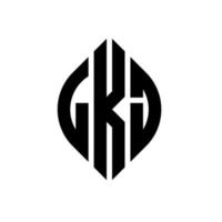 design de logotipo de letra de círculo lkj com forma de círculo e elipse. letras de elipse lkj com estilo tipográfico. as três iniciais formam um logotipo circular. lkj círculo emblema abstrato monograma carta marca vetor. vetor