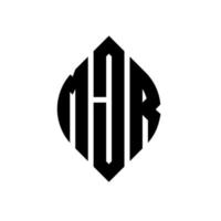 design de logotipo de letra de círculo mjr com forma de círculo e elipse. letras de elipse mjr com estilo tipográfico. as três iniciais formam um logotipo circular. mjr círculo emblema abstrato monograma carta marca vetor. vetor