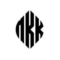 design de logotipo de letra de círculo mkk com forma de círculo e elipse. letras de elipse mkk com estilo tipográfico. as três iniciais formam um logotipo circular. mkk círculo emblema abstrato monograma carta marca vetor. vetor