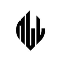 design de logotipo de letra de círculo mll com forma de círculo e elipse. letras de elipse ml com estilo tipográfico. as três iniciais formam um logotipo circular. mll círculo emblema abstrato monograma carta marca vetor. vetor