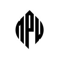 design de logotipo de carta de círculo mpw com forma de círculo e elipse. letras de elipse mpw com estilo tipográfico. as três iniciais formam um logotipo circular. mpw círculo emblema abstrato monograma carta marca vetor. vetor
