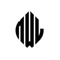 design de logotipo de carta de círculo mwl com forma de círculo e elipse. letras de elipse mwl com estilo tipográfico. as três iniciais formam um logotipo circular. mwl círculo emblema abstrato monograma carta marca vetor. vetor