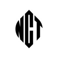 design de logotipo de carta de círculo nct com forma de círculo e elipse. letras de elipse nct com estilo tipográfico. as três iniciais formam um logotipo circular. nct círculo emblema abstrato monograma carta marca vetor. vetor