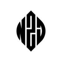 design de logotipo de carta de círculo nzj com forma de círculo e elipse. letras de elipse nzj com estilo tipográfico. as três iniciais formam um logotipo circular. nzj círculo emblema abstrato monograma carta marca vetor. vetor