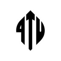 design de logotipo de letra de círculo qtv com forma de círculo e elipse. letras de elipse qtv com estilo tipográfico. as três iniciais formam um logotipo circular. qtv círculo emblema abstrato monograma carta marca vetor. vetor