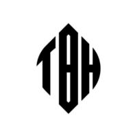 design de logotipo de letra de círculo tbh com forma de círculo e elipse. letras de elipse tbh com estilo tipográfico. as três iniciais formam um logotipo circular. tbh círculo emblema abstrato monograma carta marca vetor. vetor