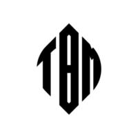 design de logotipo de letra de círculo tbm com forma de círculo e elipse. letras de elipse tbm com estilo tipográfico. as três iniciais formam um logotipo circular. tbm círculo emblema abstrato monograma carta marca vetor. vetor