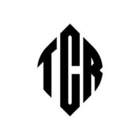 design de logotipo de carta de círculo tcr com forma de círculo e elipse. letras de elipse tcr com estilo tipográfico. as três iniciais formam um logotipo circular. tcr círculo emblema abstrato monograma carta marca vetor. vetor