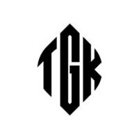 design de logotipo de letra de círculo tgk com forma de círculo e elipse. letras de elipse tgk com estilo tipográfico. as três iniciais formam um logotipo circular. tgk círculo emblema abstrato monograma letra marca vetor. vetor