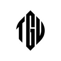 design de logotipo de letra de círculo tgu com forma de círculo e elipse. letras de elipse tgu com estilo tipográfico. as três iniciais formam um logotipo circular. tgu círculo emblema abstrato monograma carta marca vetor. vetor