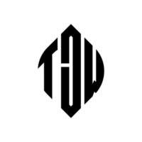 design de logotipo de letra de círculo tjw com forma de círculo e elipse. letras de elipse tjw com estilo tipográfico. as três iniciais formam um logotipo circular. tjw círculo emblema abstrato monograma carta marca vetor. vetor