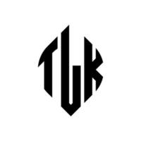 design de logotipo de carta de círculo tlk com forma de círculo e elipse. letras de elipse tlk com estilo tipográfico. as três iniciais formam um logotipo circular. tlk círculo emblema abstrato monograma carta marca vetor. vetor