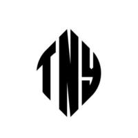 design de logotipo de carta de círculo tny com forma de círculo e elipse. letras de elipse tny com estilo tipográfico. as três iniciais formam um logotipo circular. tny círculo emblema abstrato monograma carta marca vetor. vetor
