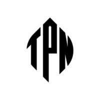 design de logotipo de letra de círculo tpn com forma de círculo e elipse. letras de elipse tpn com estilo tipográfico. as três iniciais formam um logotipo circular. tpn círculo emblema abstrato monograma carta marca vetor. vetor