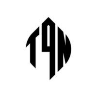 design de logotipo de letra de círculo tqn com forma de círculo e elipse. letras de elipse tqn com estilo tipográfico. as três iniciais formam um logotipo circular. tqn círculo emblema abstrato monograma letra marca vetor. vetor