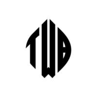 design de logotipo de carta de círculo twb com forma de círculo e elipse. letras de elipse twb com estilo tipográfico. as três iniciais formam um logotipo circular. twb círculo emblema abstrato monograma carta marca vetor. vetor