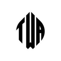 design de logotipo de letra de círculo twa com forma de círculo e elipse. twa letras de elipse com estilo tipográfico. as três iniciais formam um logotipo circular. twa círculo emblema abstrato monograma carta marca vetor. vetor