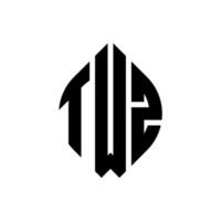 design de logotipo de letra de círculo twz com forma de círculo e elipse. letras de elipse twz com estilo tipográfico. as três iniciais formam um logotipo circular. twz círculo emblema abstrato monograma carta marca vetor. vetor