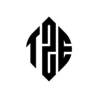 design de logotipo de carta de círculo tze com forma de círculo e elipse. letras de elipse tze com estilo tipográfico. as três iniciais formam um logotipo circular. tze círculo emblema abstrato monograma carta marca vetor. vetor