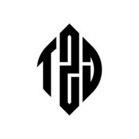 design de logotipo de letra de círculo tzj com forma de círculo e elipse. letras de elipse tzj com estilo tipográfico. as três iniciais formam um logotipo circular. tzj círculo emblema abstrato monograma carta marca vetor. vetor