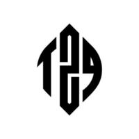 design de logotipo de letra de círculo tzq com forma de círculo e elipse. letras de elipse tzq com estilo tipográfico. as três iniciais formam um logotipo circular. tzq círculo emblema abstrato monograma carta marca vetor. vetor
